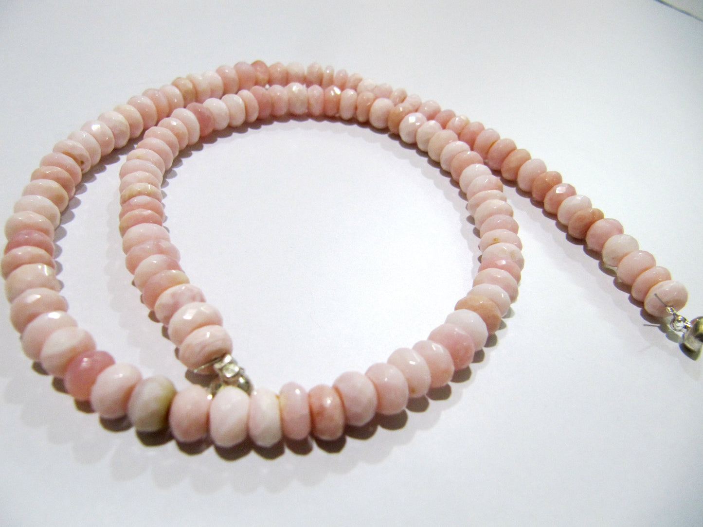Natural Pink Opal Rondelle Faceted 6-7mm Pink Color Beaded Necklace With Magnetic Clasp Top Quality Wholesale prices