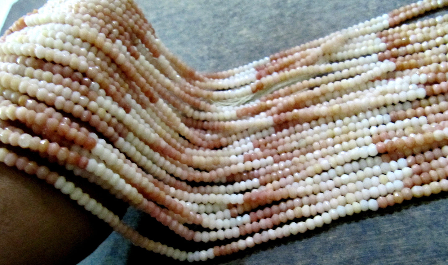 Natural Pink Opal Rondelle faceted Shaded Color 4mm Gemstone Beads Strands 13 inches Long Pink Opal Machine Cut Beads Sold Per Strand