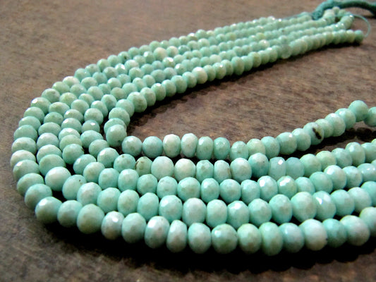 Natural Blue Opal 6-7mm Rondelle Faceted Gemstone Beads Strand 7 inches long  Semi Precious Beads Sold Per Strand Wholesale Prices