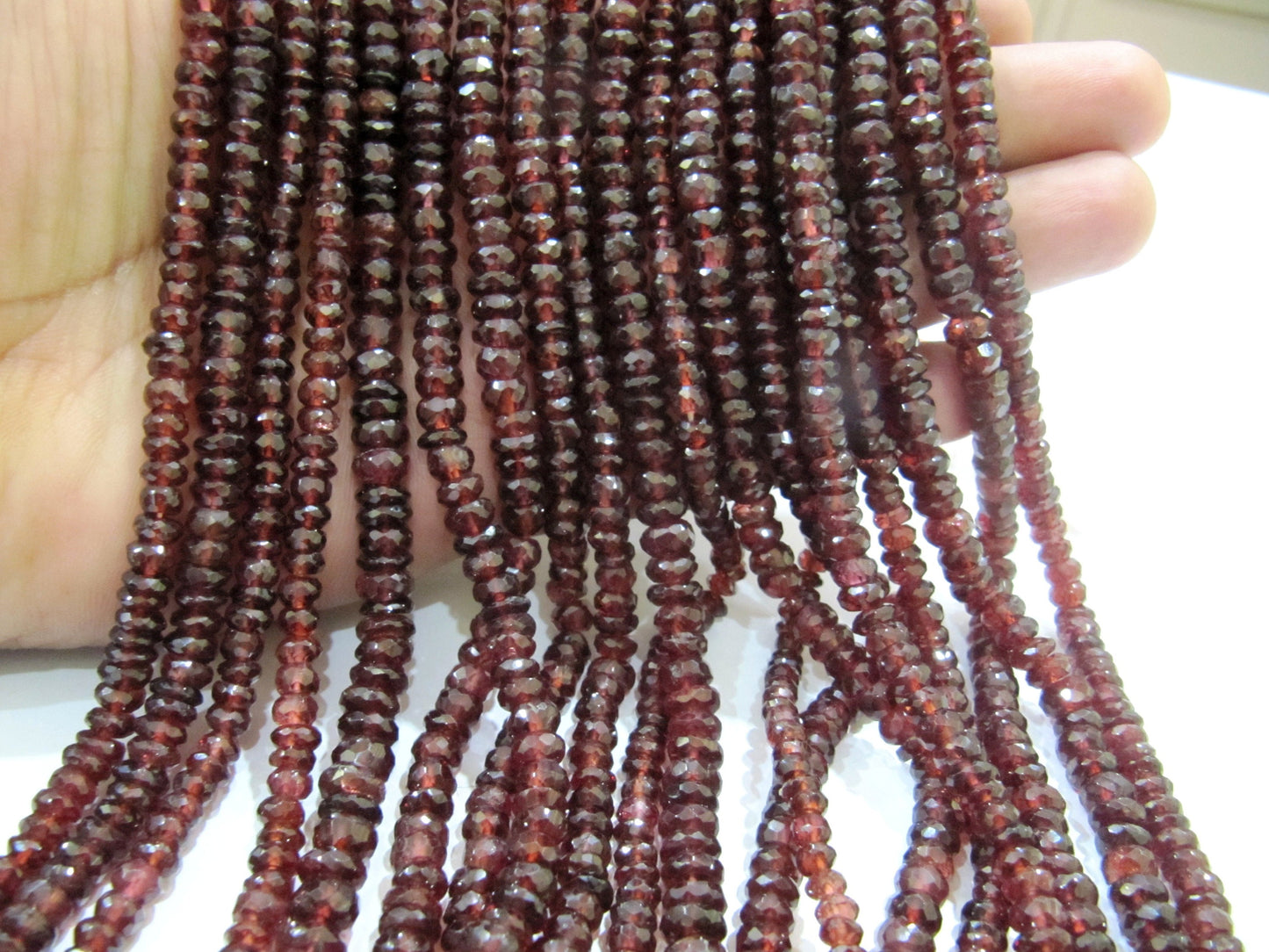 Natural Mozambique Garnet Rondelle Faceted 5 to 7mm Beads Micro faceted Top Quality Beads Strands 10 inches Long Wholesale Prices