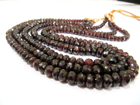 Natural Mozambique Garnet Rondelle Faceted 5 to 8mm Beads Top Quality Beaded 3 Layer Necklace 18 inches Long Wholesale Price