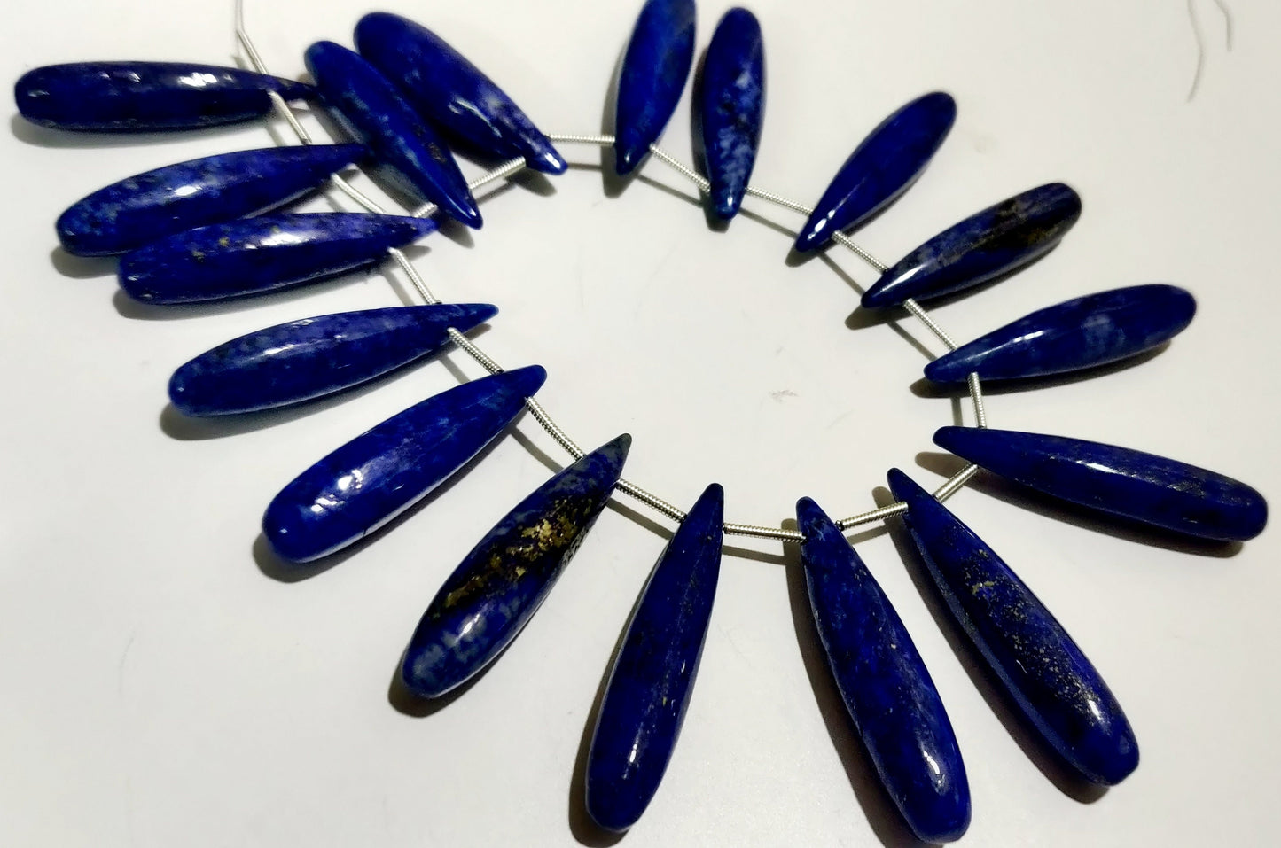 Natural Lapis Lazuli Long Tear Drop Plain Smooth Beads Size Approximately 1 inch Long Strand 8 inches Blue Color Stone Beads
