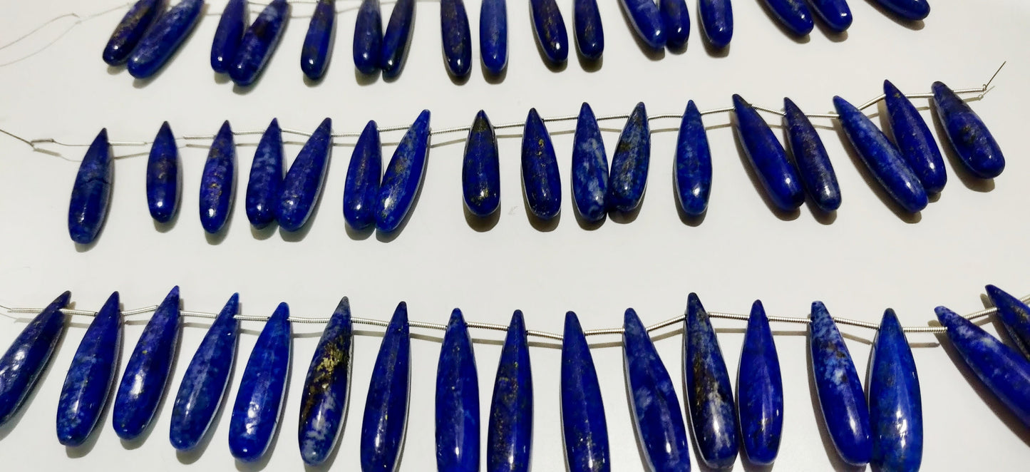 Natural Lapis Lazuli Long Tear Drop Plain Smooth Beads Size Approximately 1 inch Long Strand 8 inches Blue Color Stone Beads
