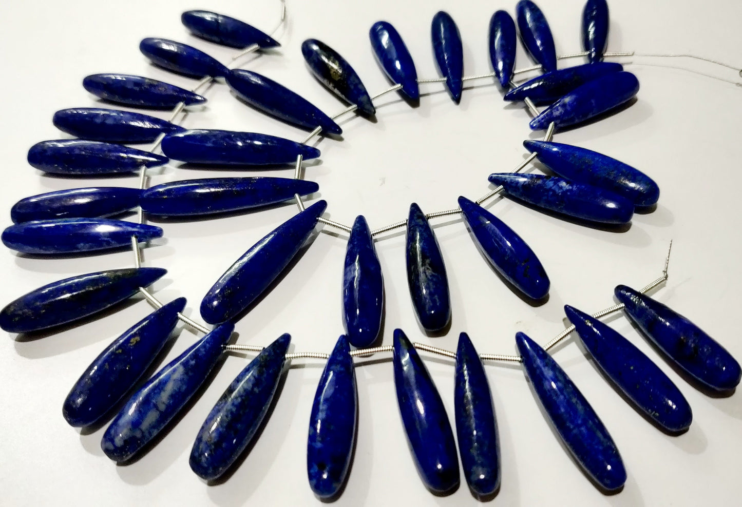Natural Lapis Lazuli Long Tear Drop Plain Smooth Beads Size Approximately 1 inch Long Strand 8 inches Blue Color Stone Beads