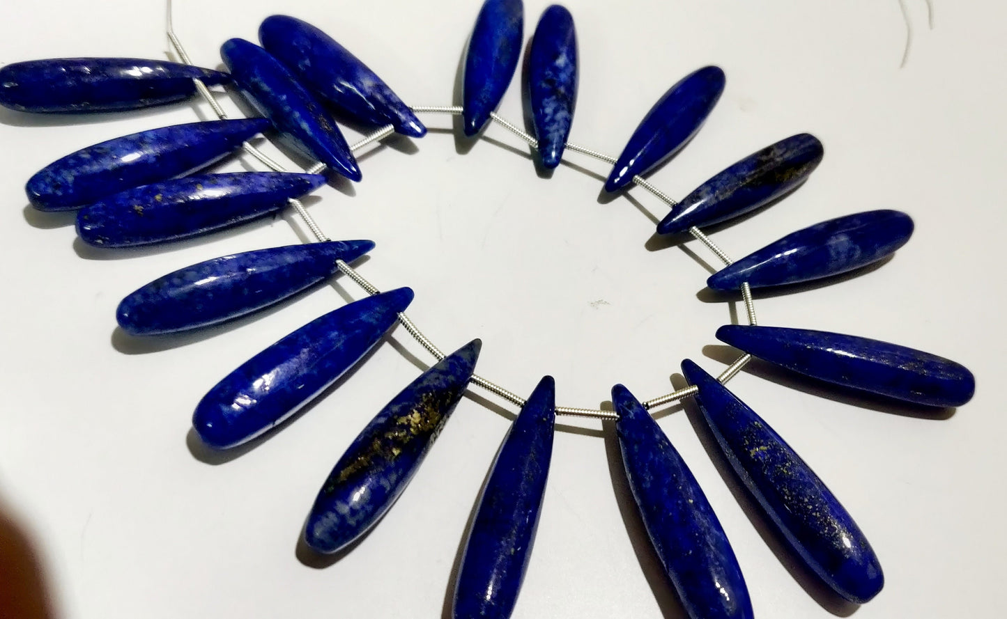 Natural Lapis Lazuli Long Tear Drop Plain Smooth Beads Size Approximately 1 inch Long Strand 8 inches Blue Color Stone Beads