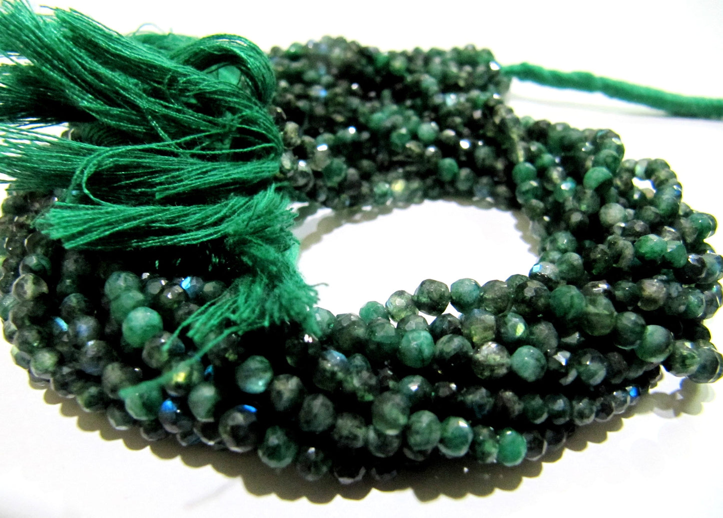 Green Coated Labradorite 3-4mm Round Faceted Beads Strand 13 inches Long  Micro Faceted Labradorite Beads Jewelry making gemstone