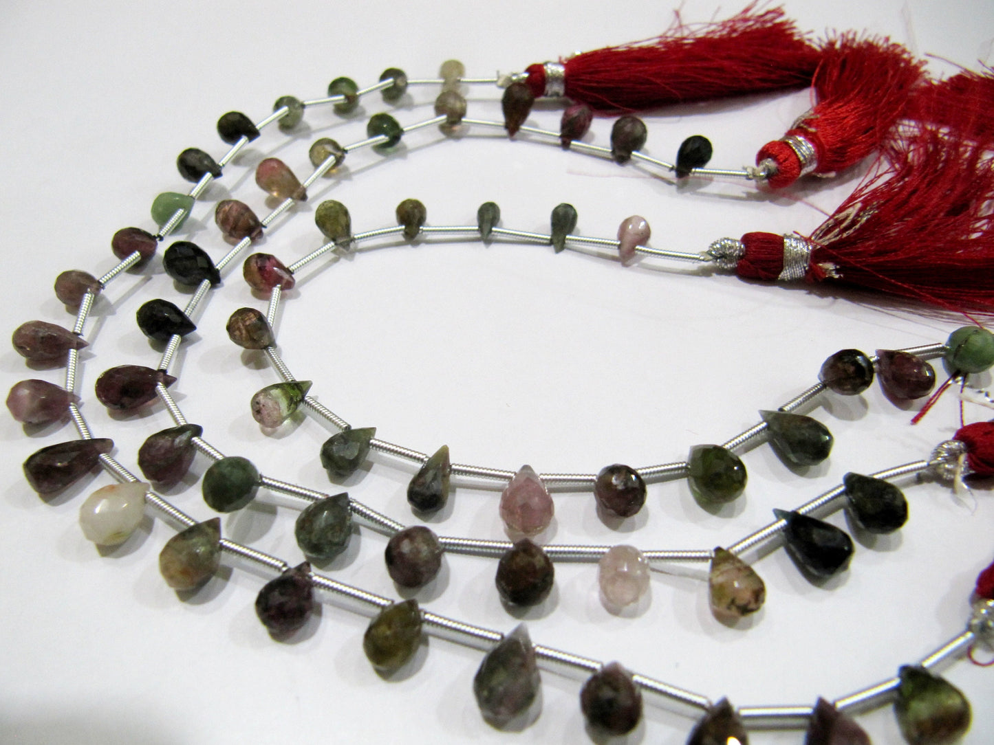 Natural Multi Tourmaline Briolette Faceted Drop Shape Beads Strand 8 Inches Long Multi Color Jewelry Making BEST Quality Beads