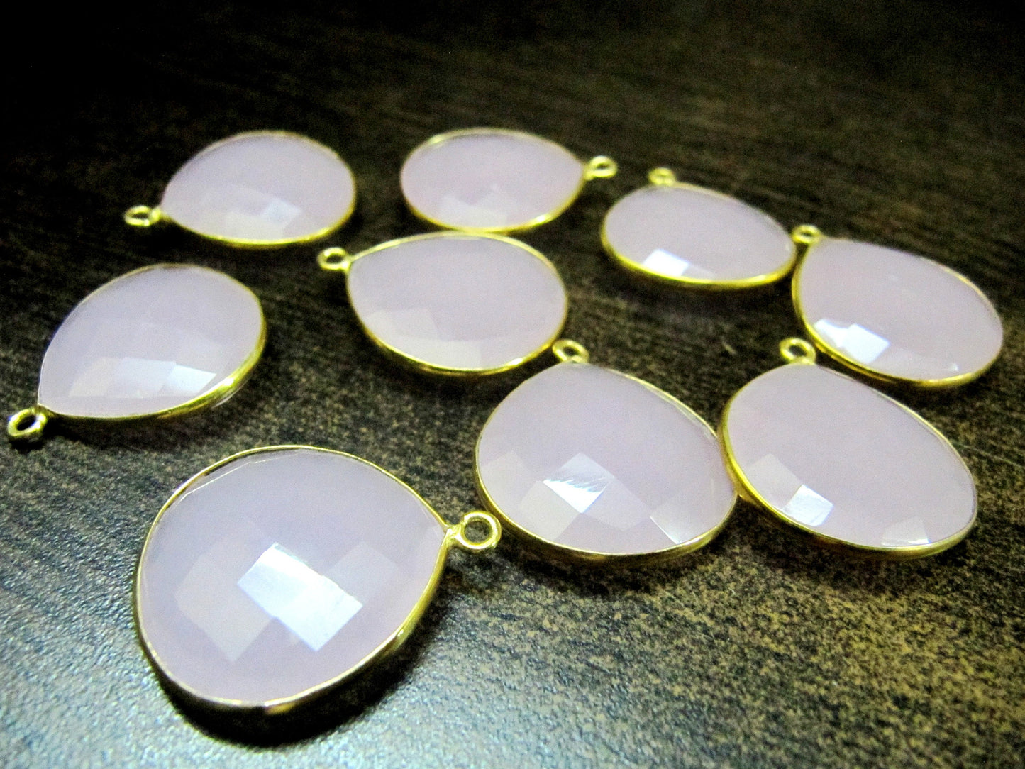 Pink Chalcedony Heart Shape 20mm Briolette Connectors Pink Quartz Stone Single Loop Bezel Jewelry Making Charms sold per piece