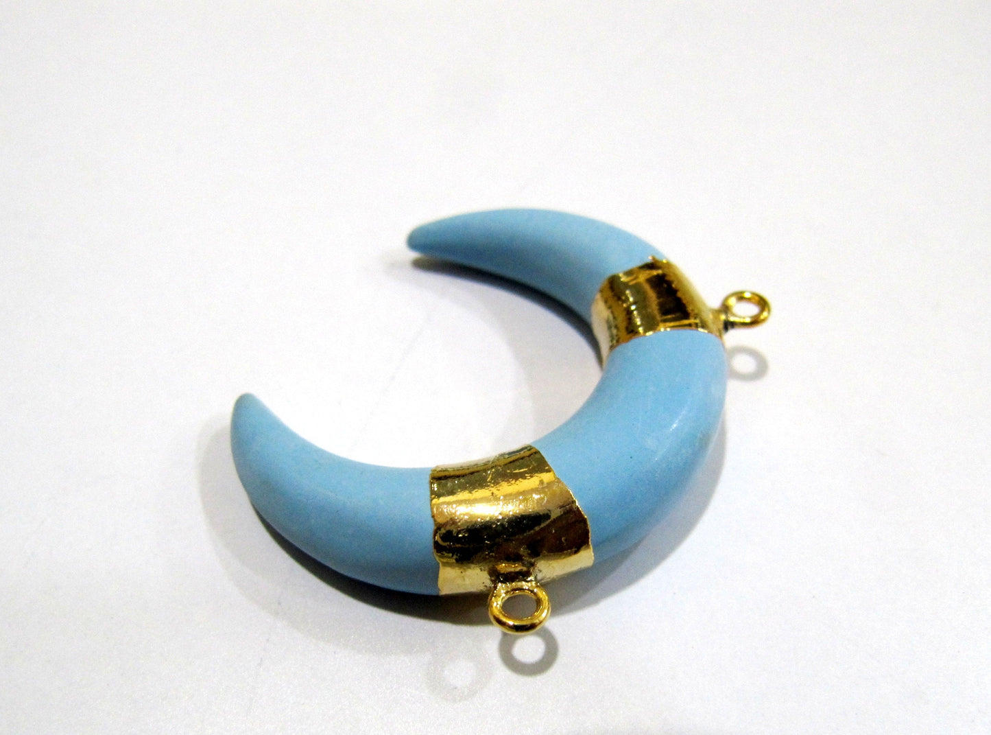 Crescent Moon Mix Color Charm Pendant 35mm Gold Electroplated Double Horn healing Crystals Bull Horn Pendant Double Loop Choose the Color