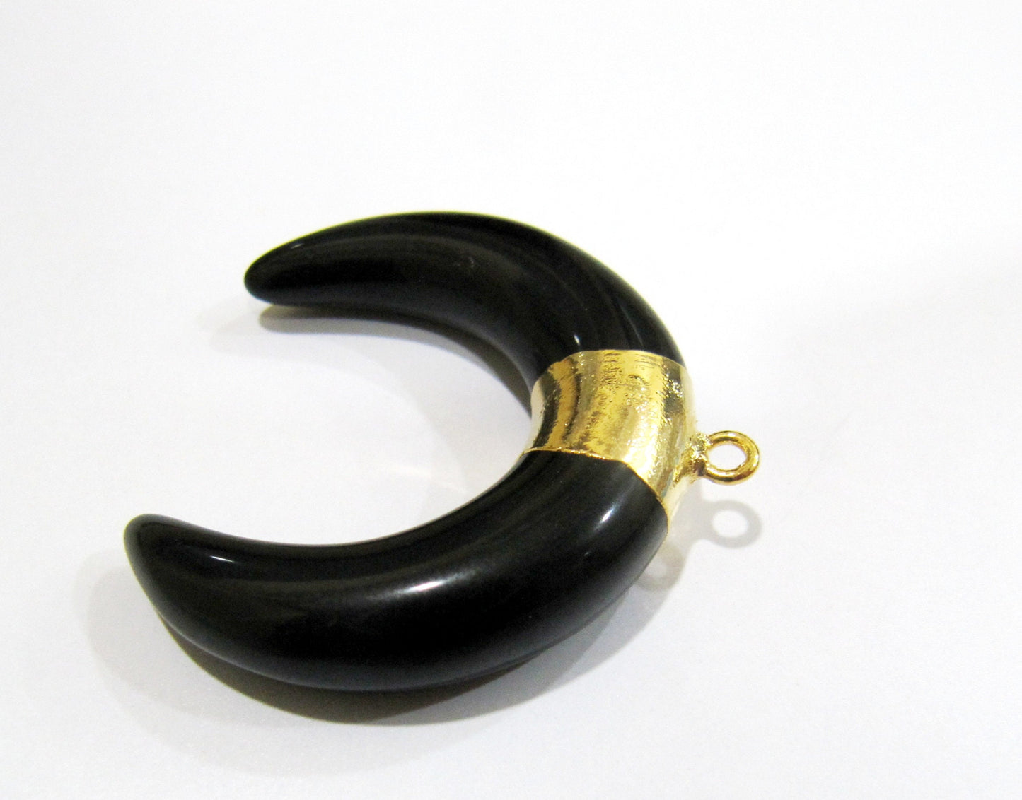 Crescent Moon Mix Color Charm Pendant 35mm Gold Electroplated Double Horn healing Crystals Bull Horn Pendant Single Loop Choose the Color
