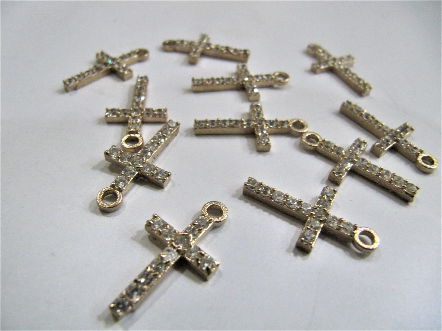 Tiny Holy Cross CZ Pendant Charm approximately 1 inch long Sold per piece Wholesale rates