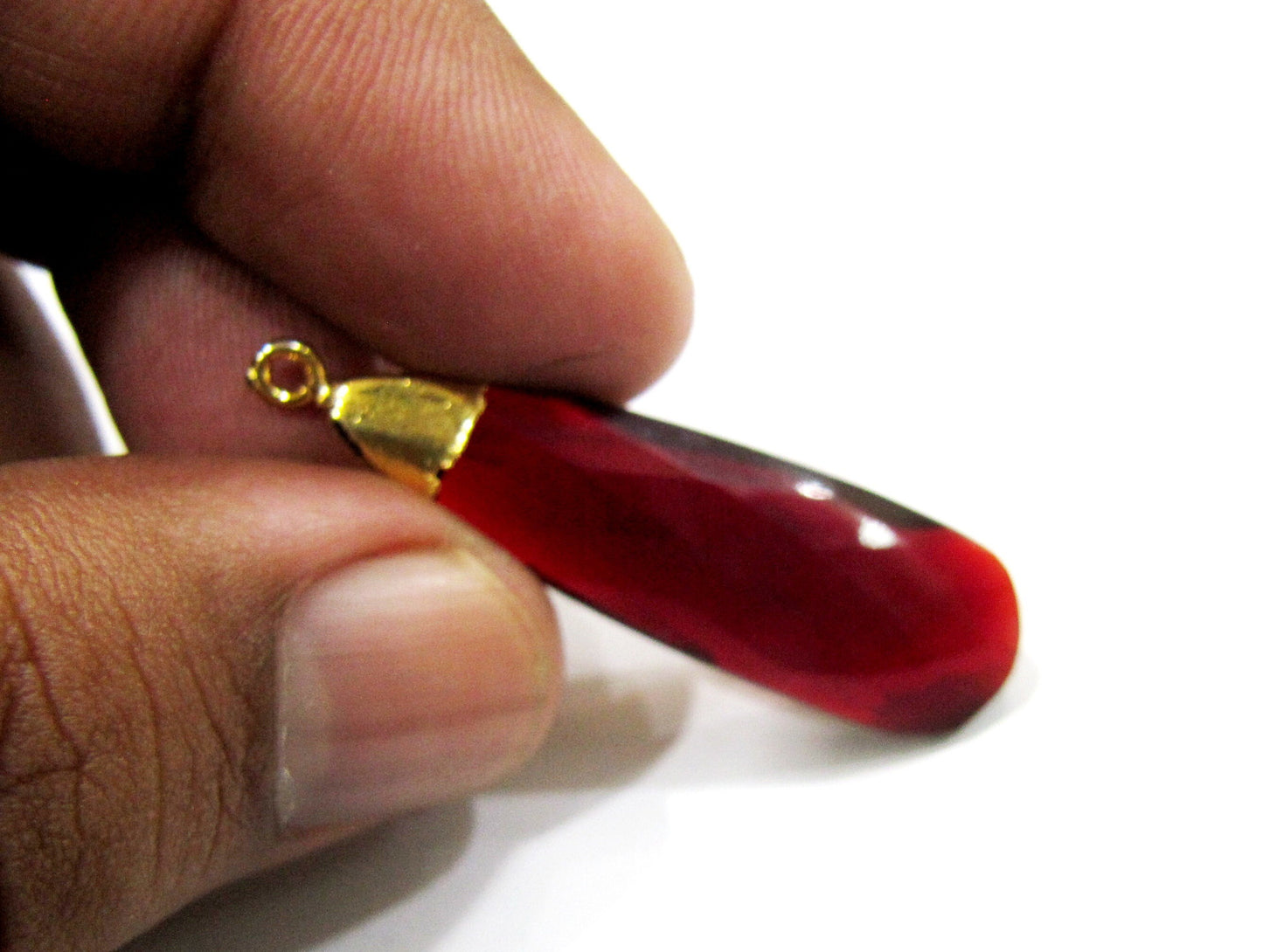 Hydro Quartz Pear Shape Briolette Connectors Charms with Gold Electroplated Cap  Size Approx. 1.5 inches Single Loop Choose the Color