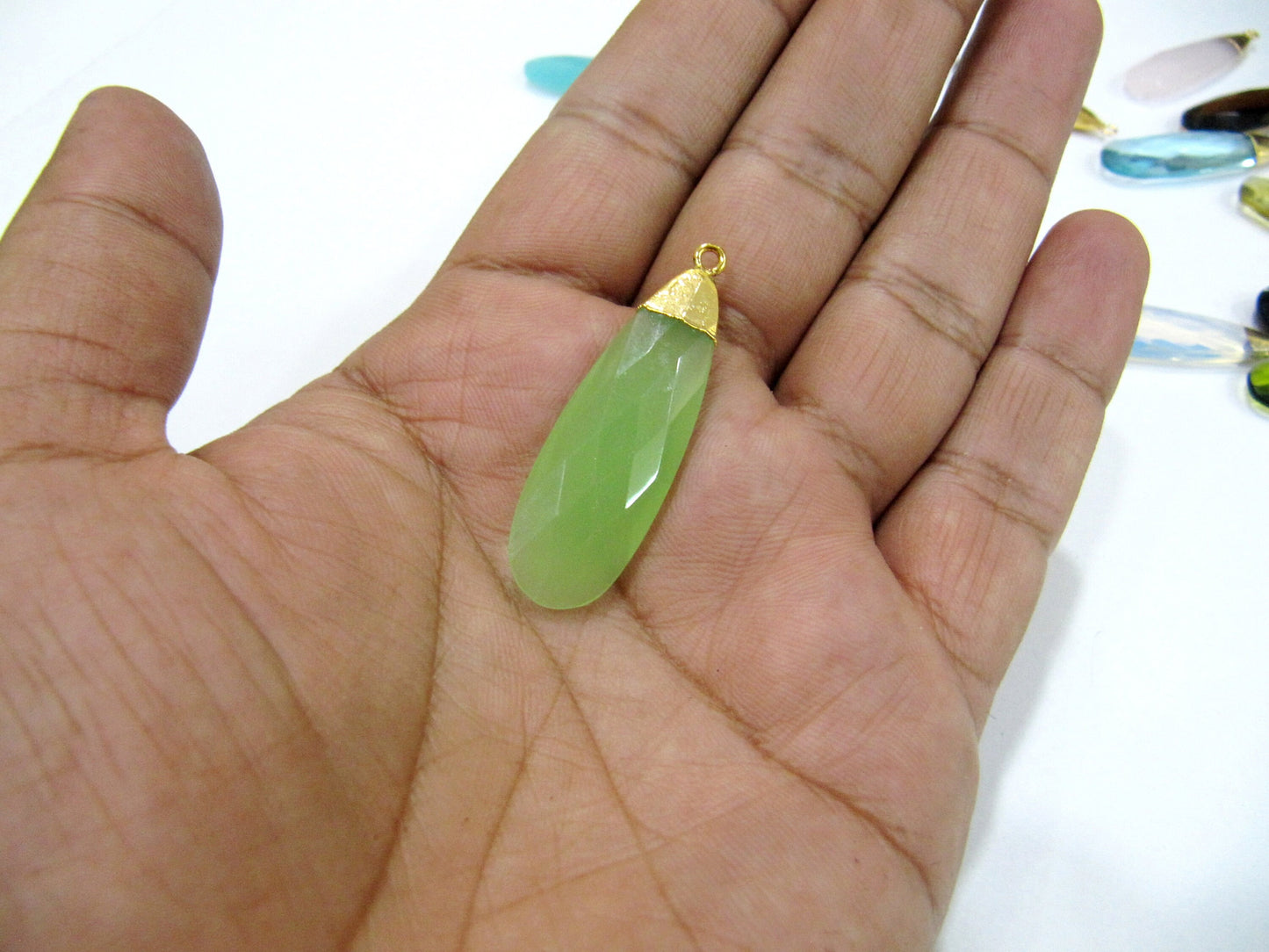 Hydro Quartz Pear Shape Briolette Connectors Charms with Gold Electroplated Cap  Size Approx. 1.5 inches Single Loop Choose the Color