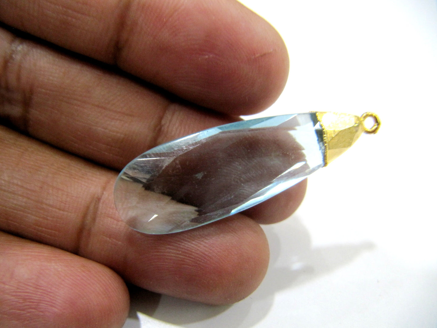 Hydro Quartz Pear Shape Briolette Connectors Charms with Gold Electroplated Cap  Size Approx. 1.5 inches Single Loop Choose the Color