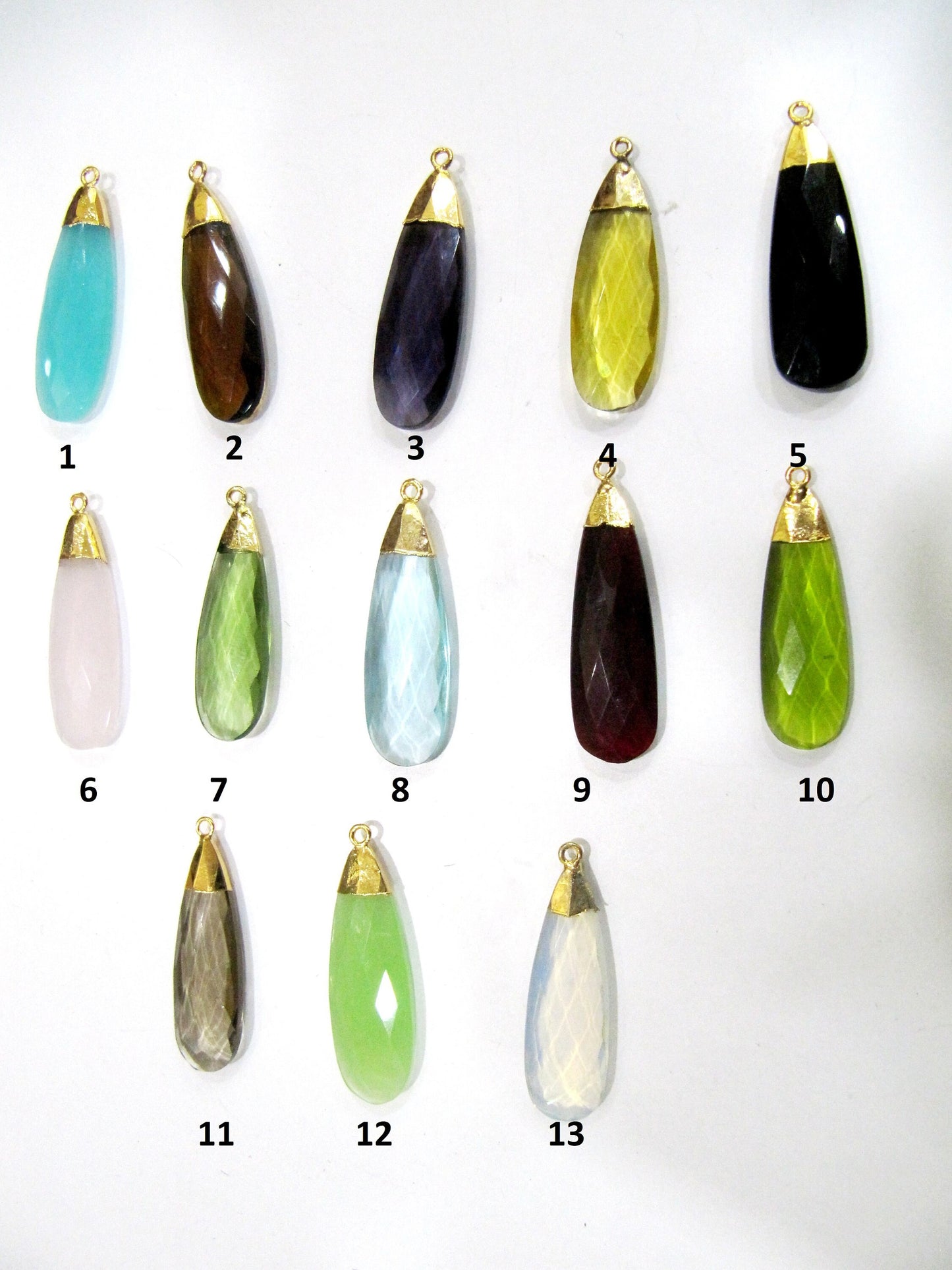 Hydro Quartz Pear Shape Briolette Connectors Charms with Gold Electroplated Cap  Size Approx. 1.5 inches Single Loop Choose the Color