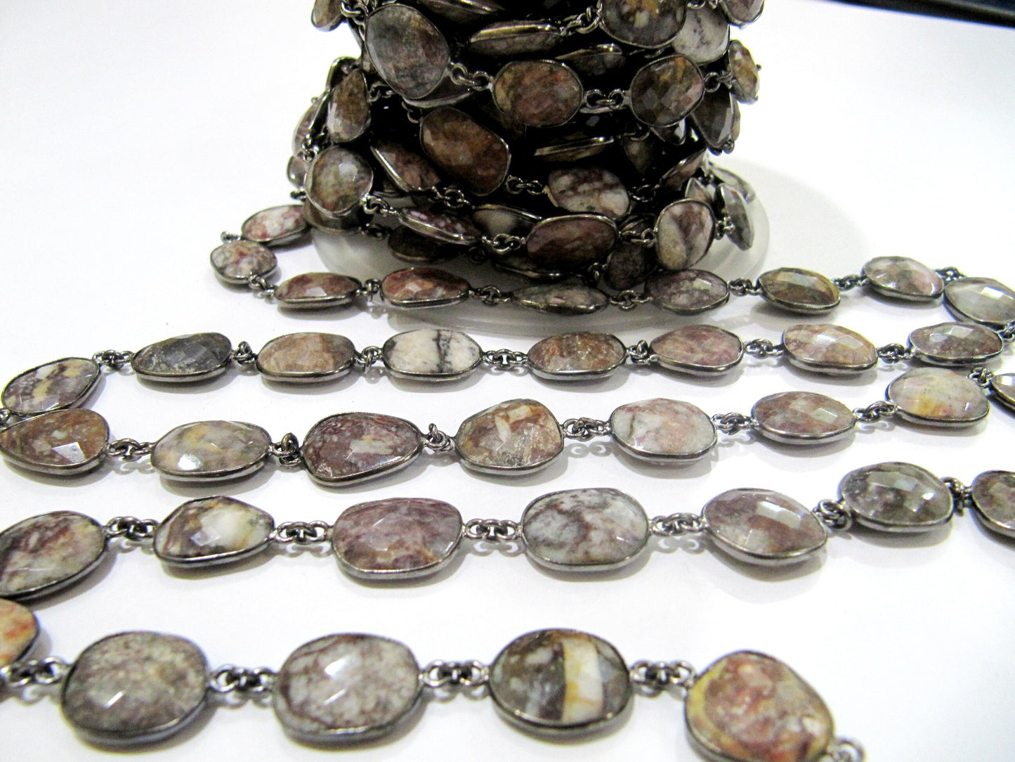 Natural  Multi Agate Briolette faceted Size 10 to15mm Bezel Connector Chain Uneven Free Shape Sold Per Foot Wholesale Prices