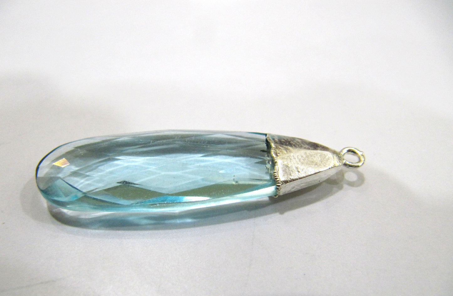 ON SALE Quartz Pear Shape Briolette  Pendant Connectors with Silver Electroplated Cap  around 1.5 inches Long Single Loop Choose the Color