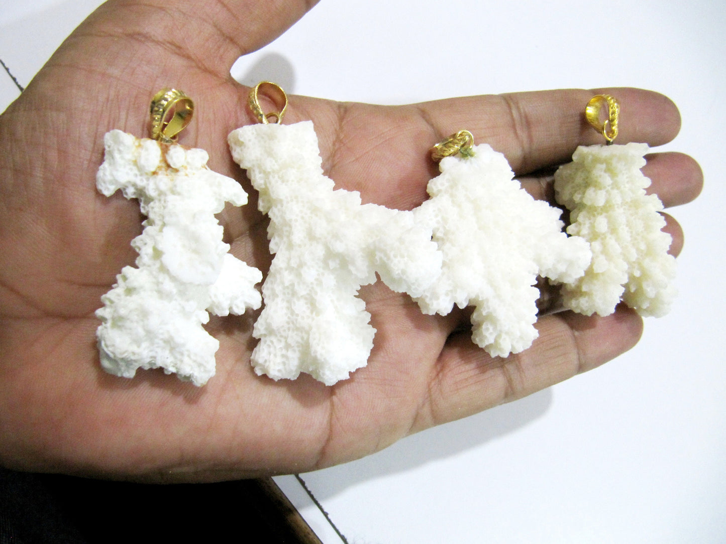 Natural White Coral Cluster Pendant 24Kt Gold Plated Pendant Free Shape Charm with Designer loop Size 40 x 50 mm to 50 x 60 mm Italian Coral