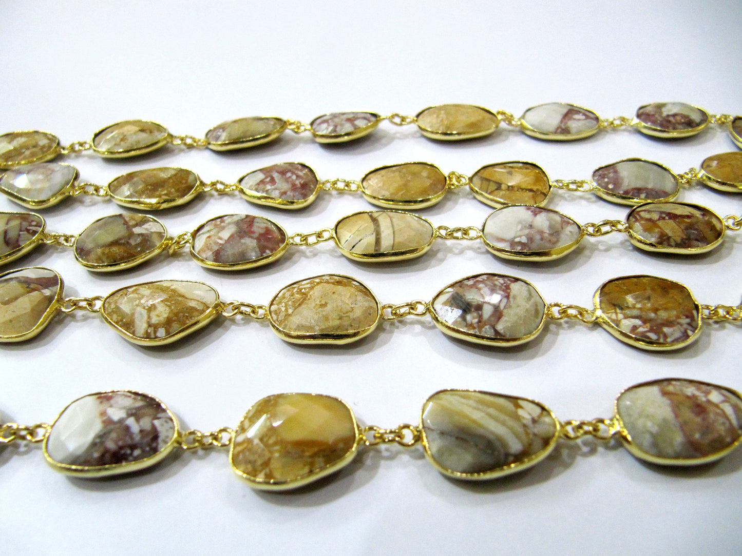 Natural Fancy Jasper Nugget Briolette Connector Chain Uneven Free Shape  15 to 20mm stones Sold Per Foot High Quality Beads Wholesale price