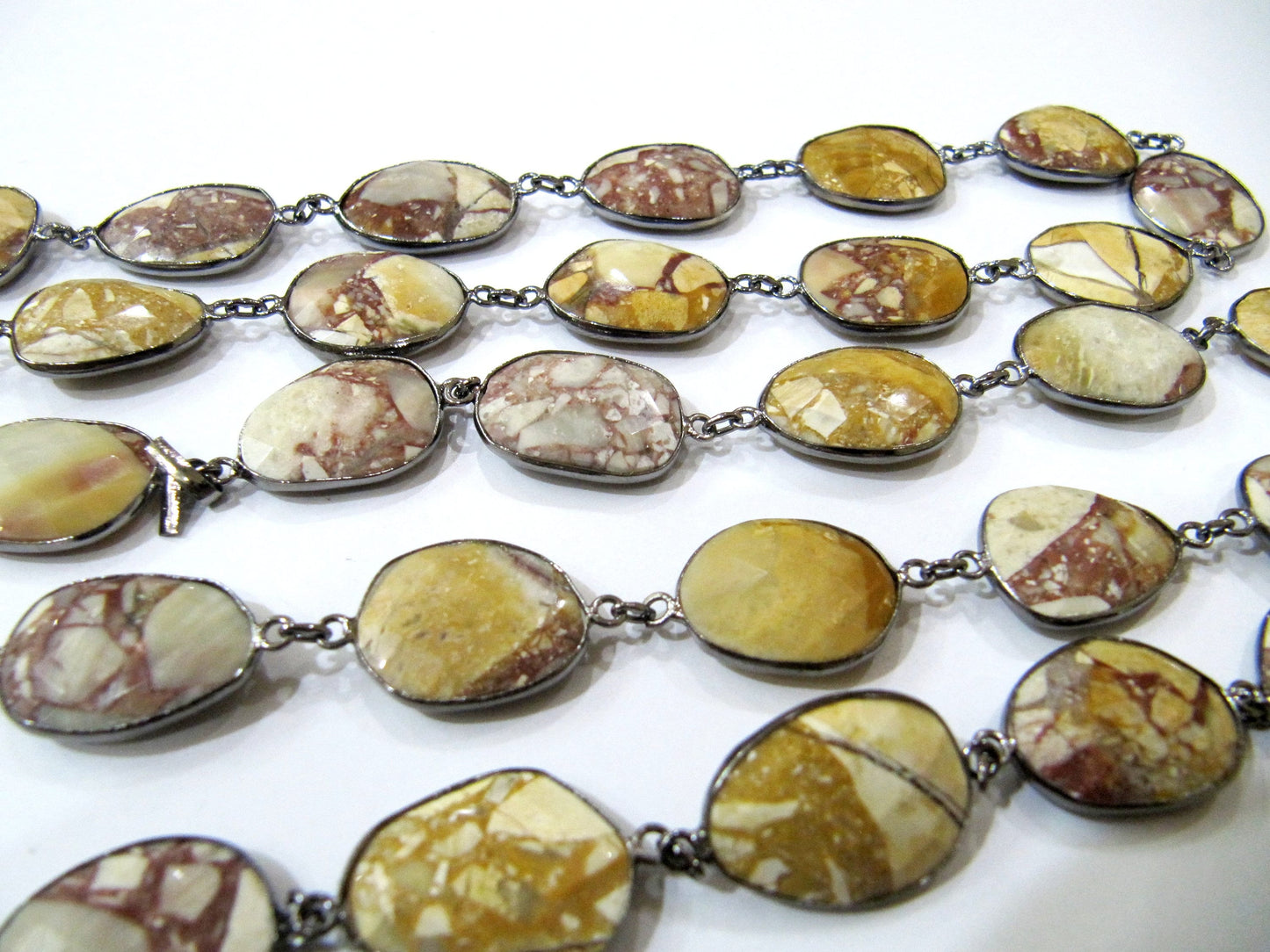 Natural Fancy Jasper Nugget Briolette Connector Chain Uneven Free Shape  15 to 20mm stones Sold Per Foot High Quality Beads Wholesale price