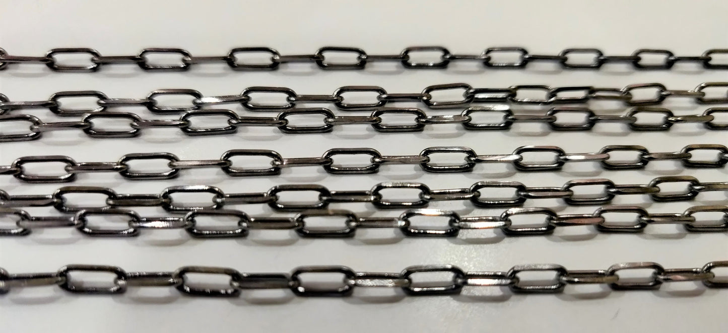 Black Plated Rectangle Link Chain Sold Per meter Jewellery Making Wholesale Rate Chains Gun Metal  Chains