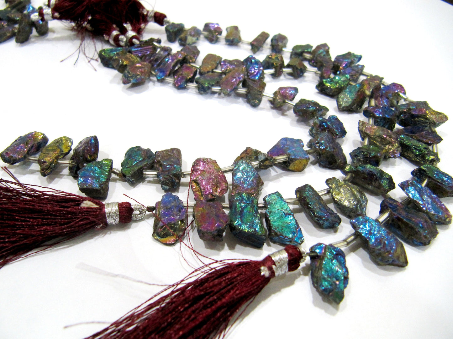 Gorgeous Titanium Rainbow Coated Rough Aquamarine Natural Beads, AB Mystic Coated 8 inches Strand,Beads Size 7x13mm to14x20mm,approx 20 bead