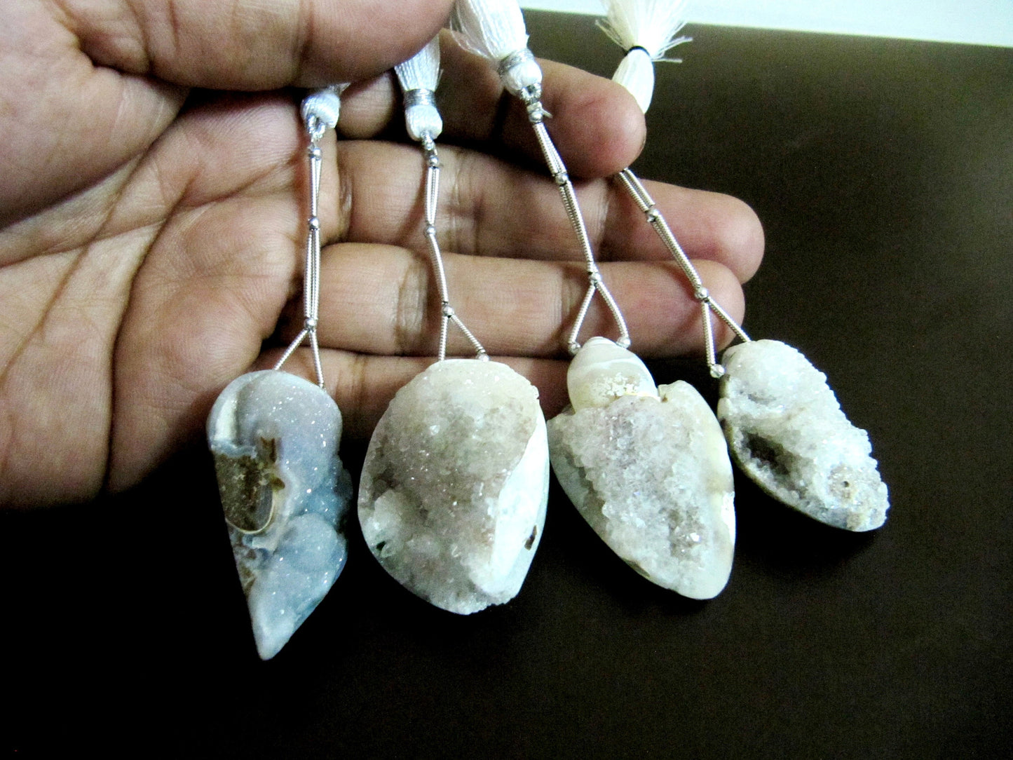 Natural Fossilized Shell Druzy Earth Mined Shell Drilled with Tassel Huge Size Sparkly Cabochon Size 25mm to 50mm Wholesale Sold Per Piece