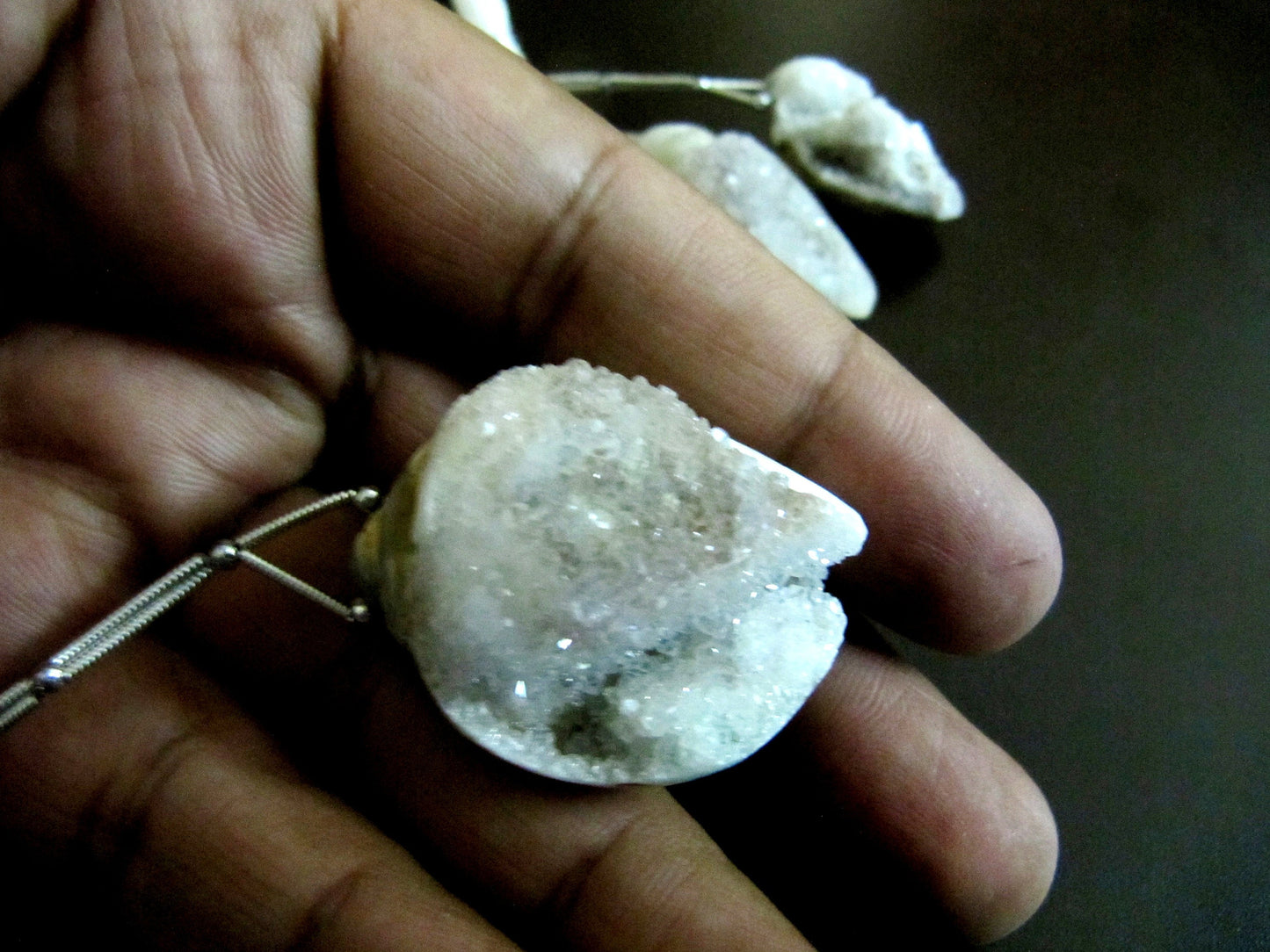 Natural Fossilized Shell Druzy Earth Mined Shell Drilled with Tassel Huge Size Sparkly Cabochon Size 25mm to 50mm Wholesale Sold Per Piece