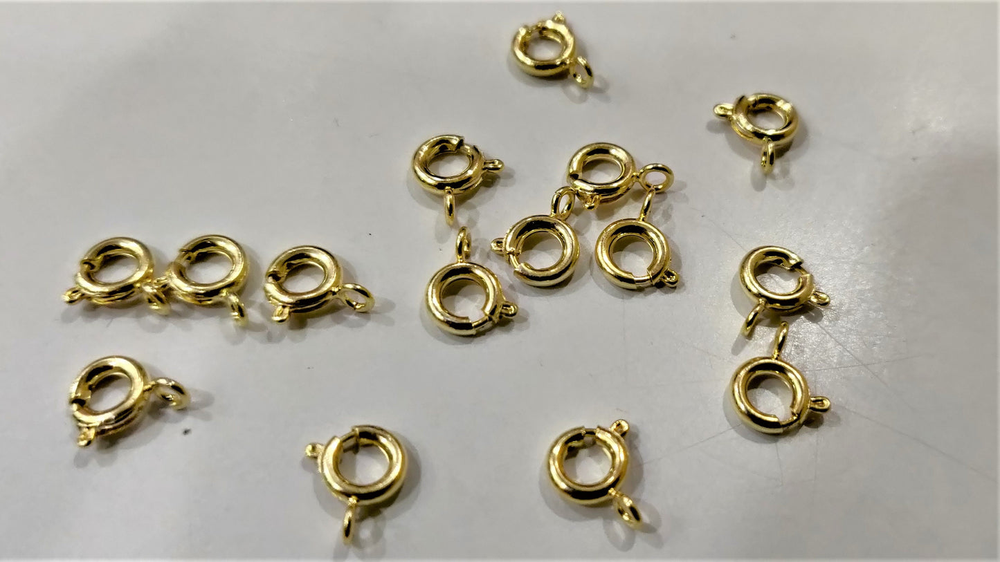 5 Pcs Set  6mm Spring Ring Clasps Gold / Silver / Black Plated Open Ring Attached  Jewellery Making Accessories