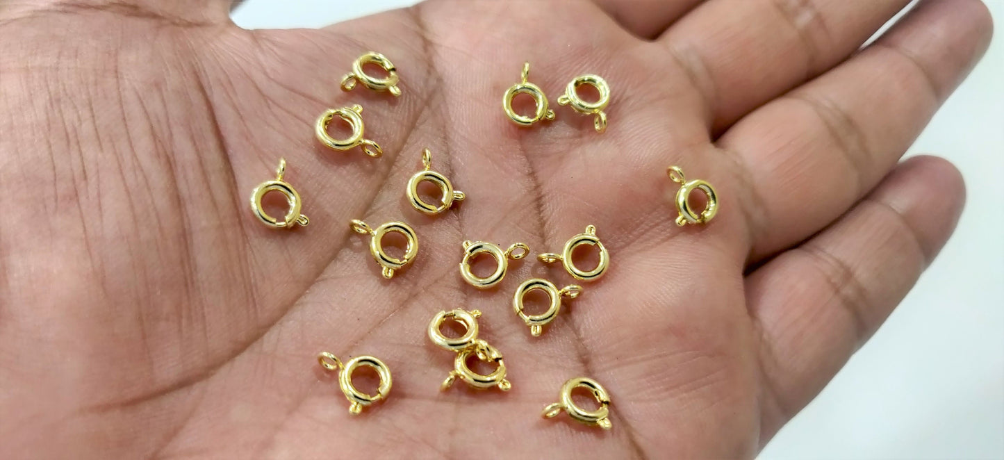 5 Pcs Set  6mm Spring Ring Clasps Gold / Silver / Black Plated Open Ring Attached  Jewellery Making Accessories