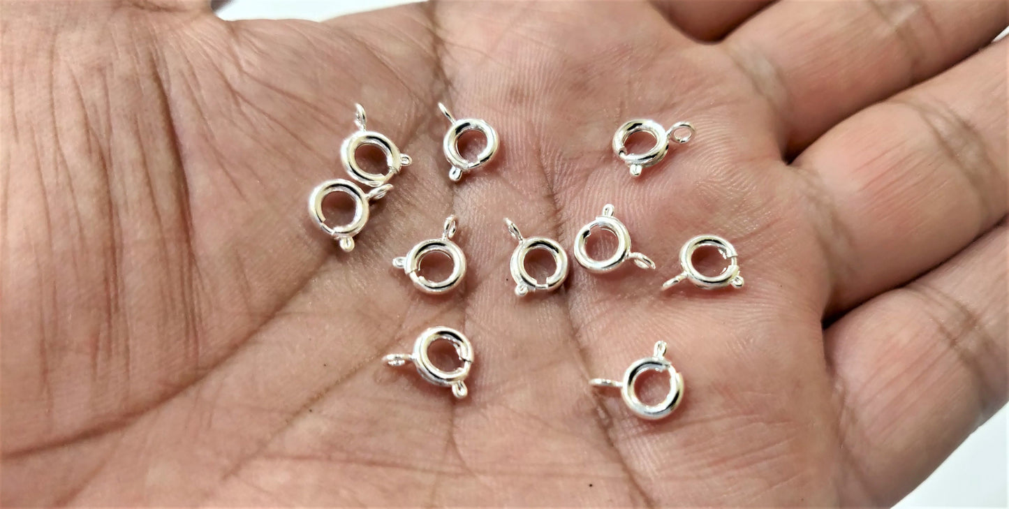 5 Pcs Set  6mm Spring Ring Clasps Gold / Silver / Black Plated Open Ring Attached  Jewellery Making Accessories