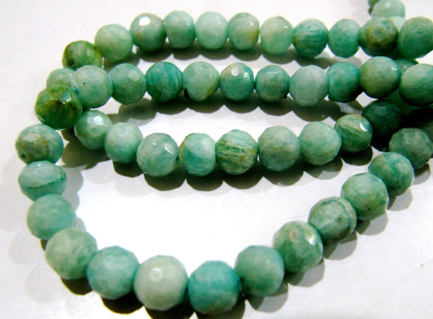 Natural Amazonite Round Faceted 7-8 mm Gemstone Beads Strand 10 inches long High Quality Wholesale Prices Jewelry making gemstone