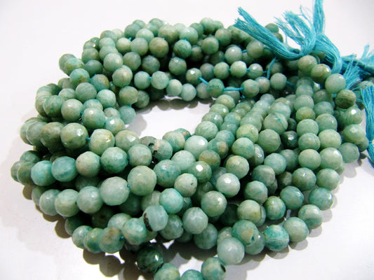 Natural Amazonite Round Faceted 7-8 mm Gemstone Beads Strand 10 inches long High Quality Wholesale Prices Jewelry making gemstone