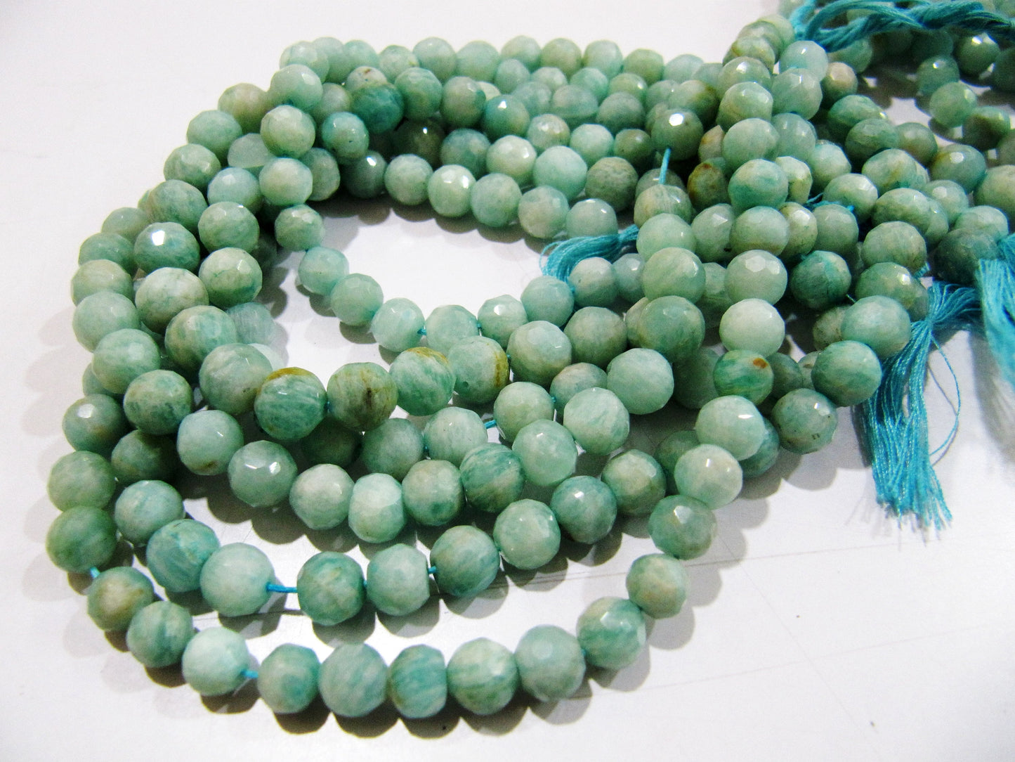 Natural Amazonite Round Faceted 7-8 mm Gemstone Beads Strand 10 inches long High Quality Wholesale Prices Jewelry making gemstone