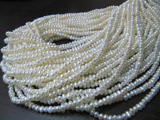 Natural Pearl Rondelle 3mm Beads sold per Strand 13 inch Birthstone Beads Jewelry Making Fresh Water Pearl Beads Wholesale prices