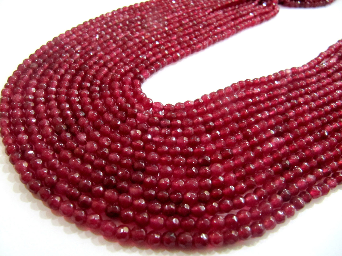 Natural Ruby Jade Round Faceted Ball Shape 4mm to 6mm Size Beads Strand 15 inches long  Red Jade Gemstone Beads Wholesale Prices Choose Size