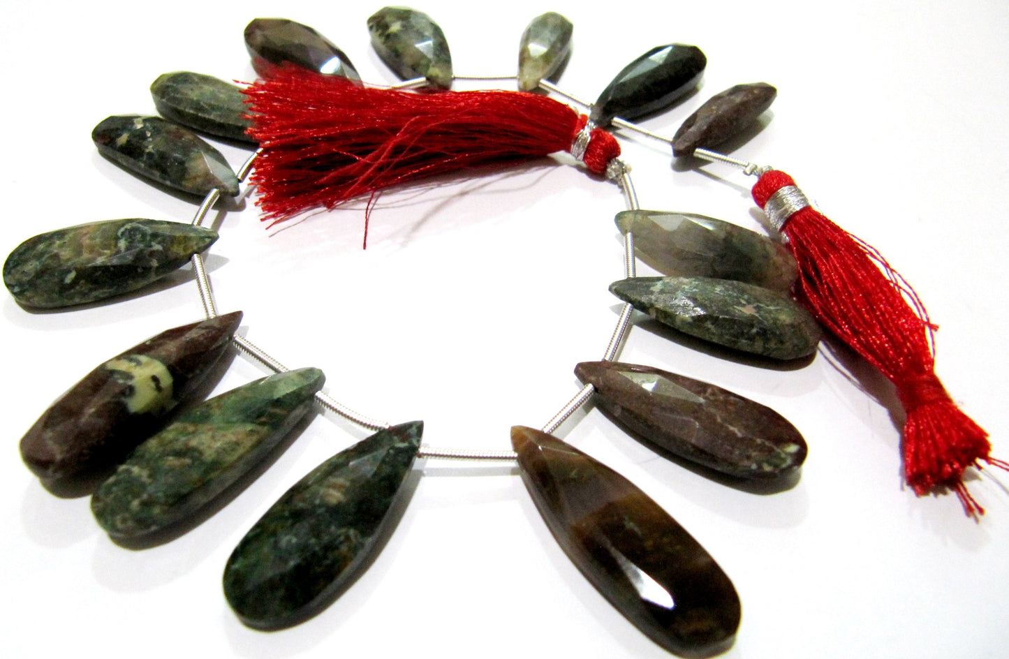 Natural Blood Agate Pear Shape Faceted Briolette beads 10x20mm To 12x24mm Graduated Jewelry Making Beads Strand 8 Inches Long