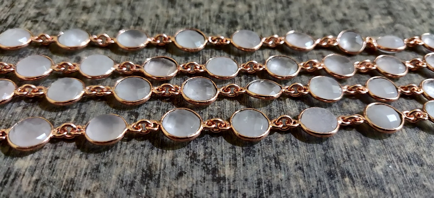 Natural Rose Quartz Coin Shape Briolette Faceted Size 9mm Bezel Connector Chain Sold Per Foot High Quality Choose the Plating Color