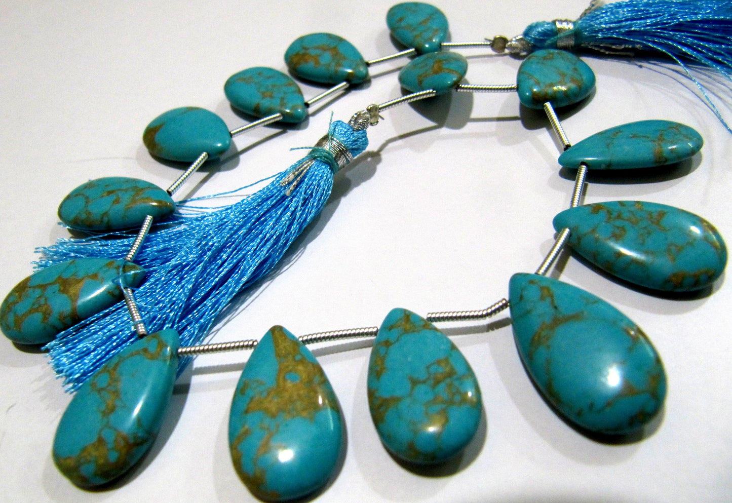 Copper Turquoise Pear Shape Plain Smooth Size 9x18mm To 10x20mm Sky Blue Briolette Beads Strand 8 inches Long Sold Per Strand