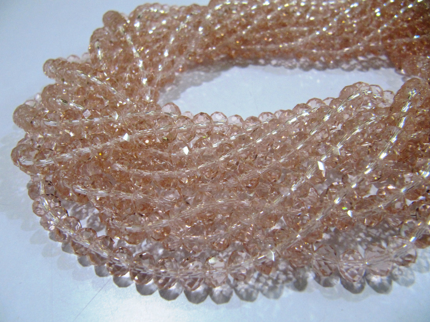Pink Quartz Rondelle Faceted Size 6MM Beads  Micro Faceted Crystal Far Size Beads 100 Beads Per Strings  Approx Wholesale Prices
