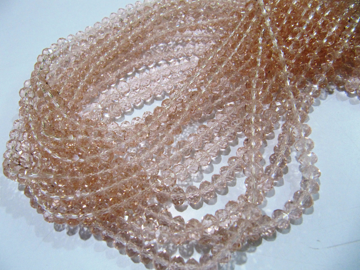 Pink Quartz Rondelle Faceted Size 6MM Beads  Micro Faceted Crystal Far Size Beads 100 Beads Per Strings  Approx Wholesale Prices