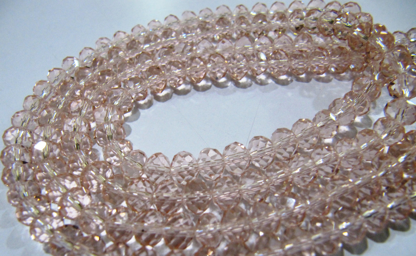 Pink Quartz Rondelle Faceted Size 6MM Beads  Micro Faceted Crystal Far Size Beads 100 Beads Per Strings  Approx Wholesale Prices