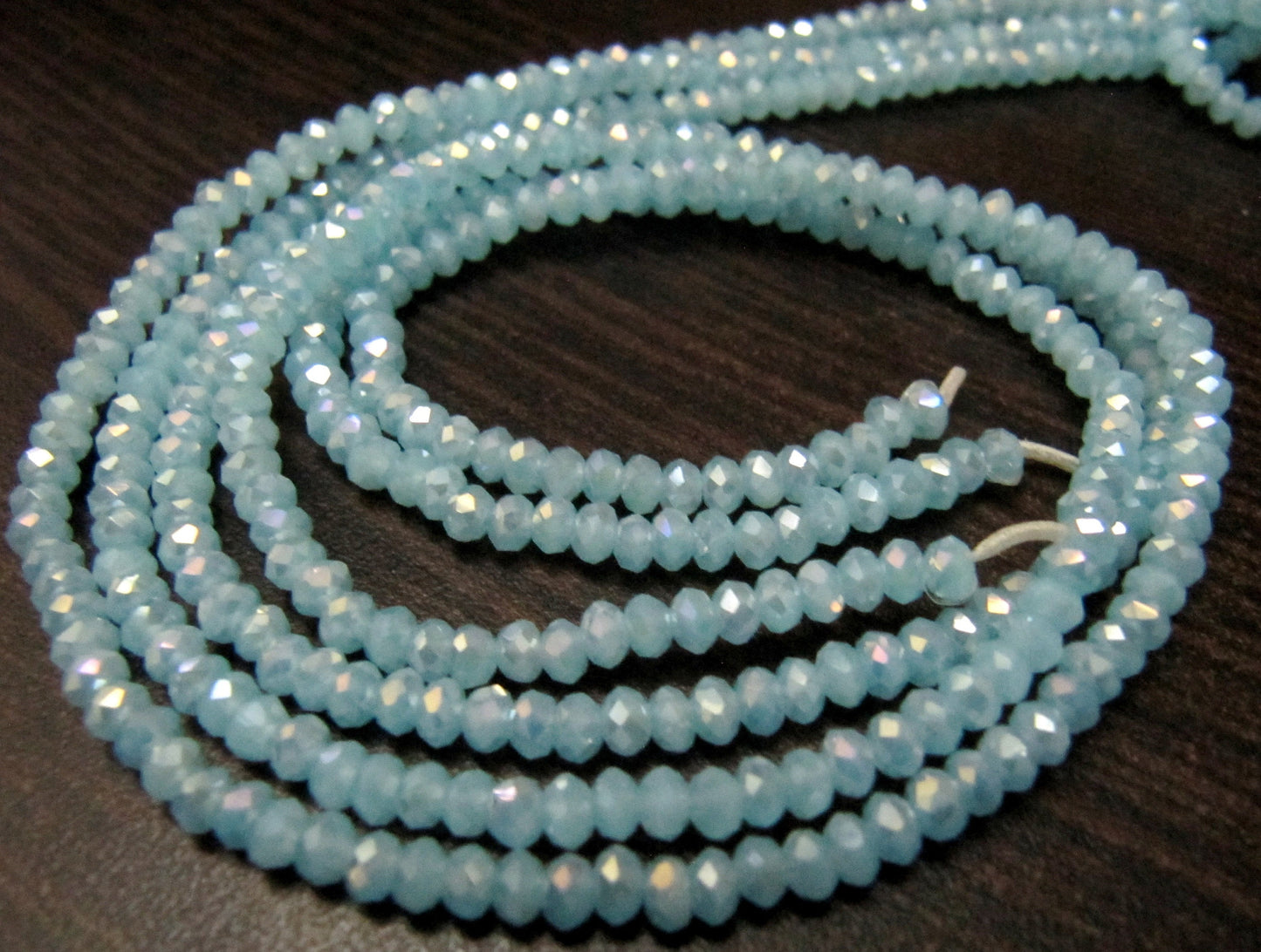 Mystic Coated Light Aqua Chalcedony Hydro Quartz Rondelle Faceted Size 4mm Beads Strand 13 inches long Wholesale prices