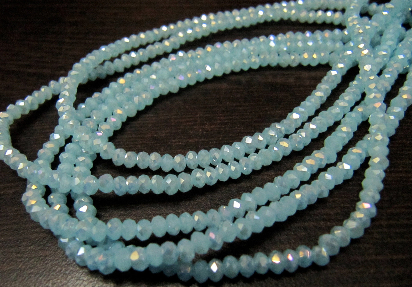 Mystic Coated Light Aqua Chalcedony Hydro Quartz Rondelle Faceted Size 4mm Beads Strand 13 inches long Wholesale prices