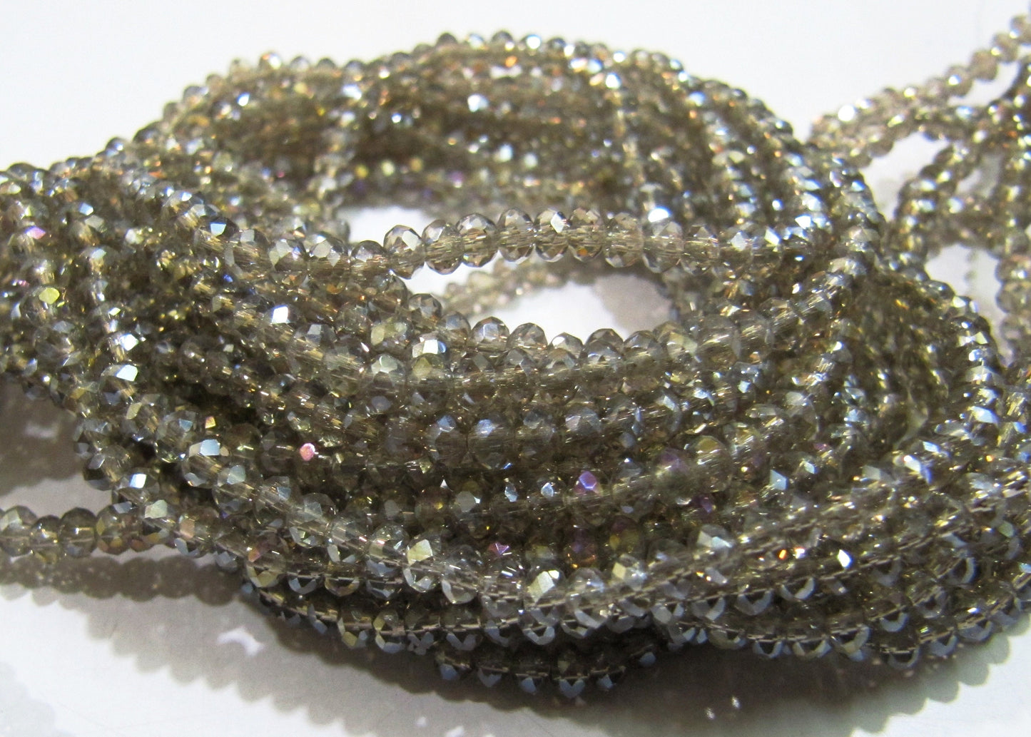 AB Coated Labradorite Hydro Quartz Rondelle Faceted Size 3mm Beads Strand 14 inches long approx. 150 Beads per String Wholesale prices