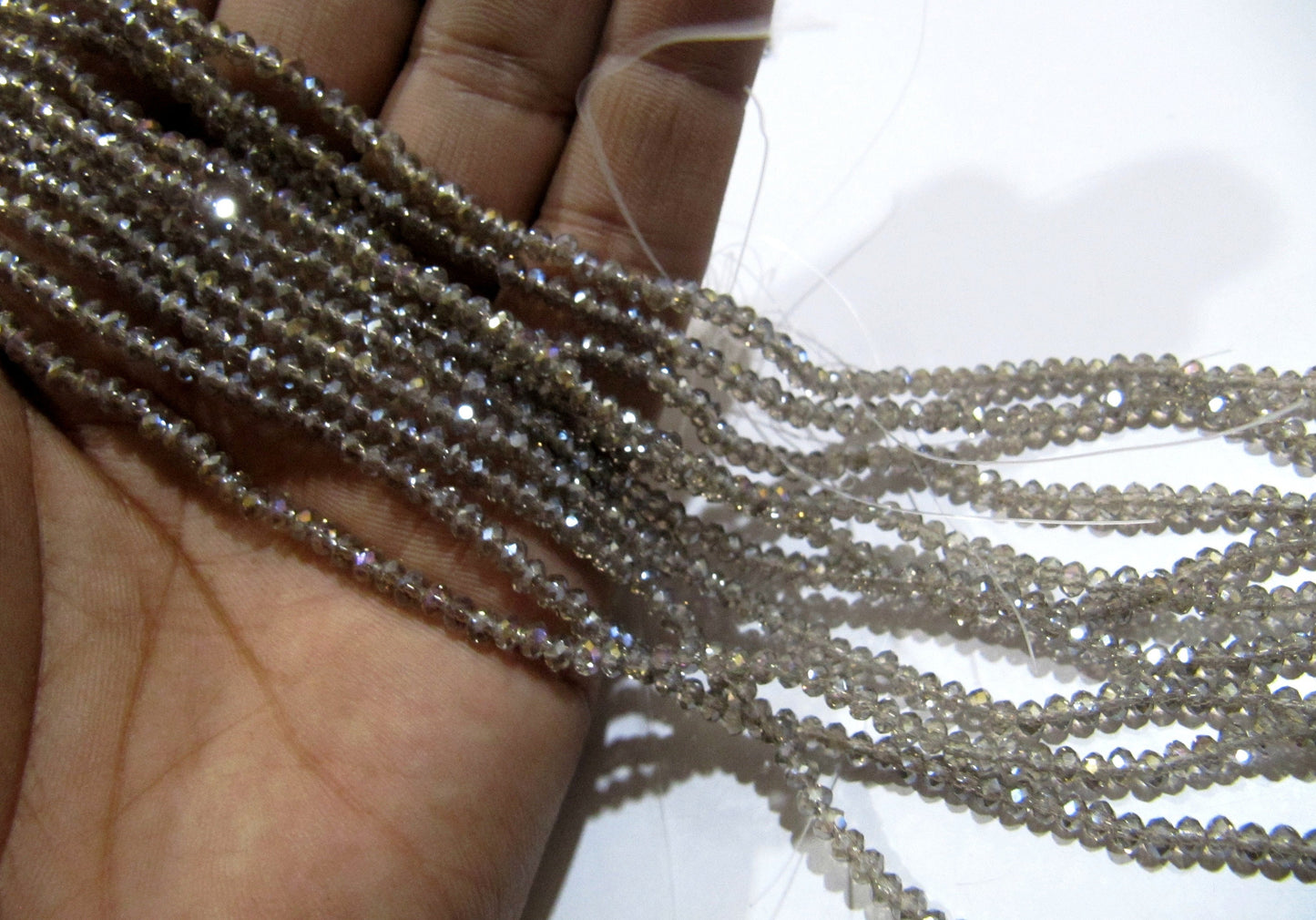 AB Coated Labradorite Hydro Quartz Rondelle Faceted Size 3mm Beads Strand 14 inches long approx. 150 Beads per String Wholesale prices