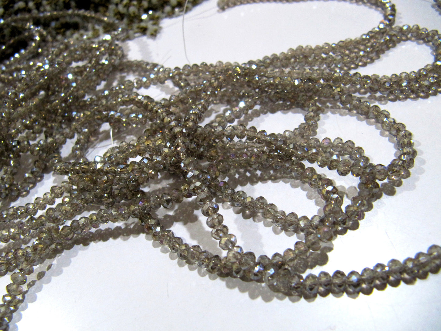 AB Coated Labradorite Hydro Quartz Rondelle Faceted Size 3mm Beads Strand 14 inches long approx. 150 Beads per String Wholesale prices