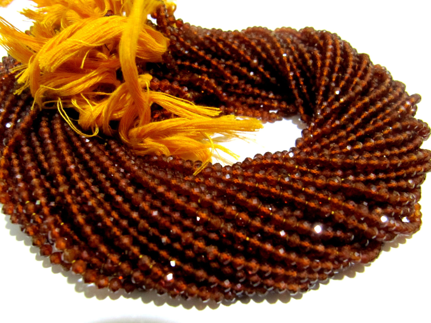 Natural Hessonite Garnet Rondelle Faceted 3mm Beads Orange Color Jewelry Making Beads Strand 13 Inches Long Sold Per Strand