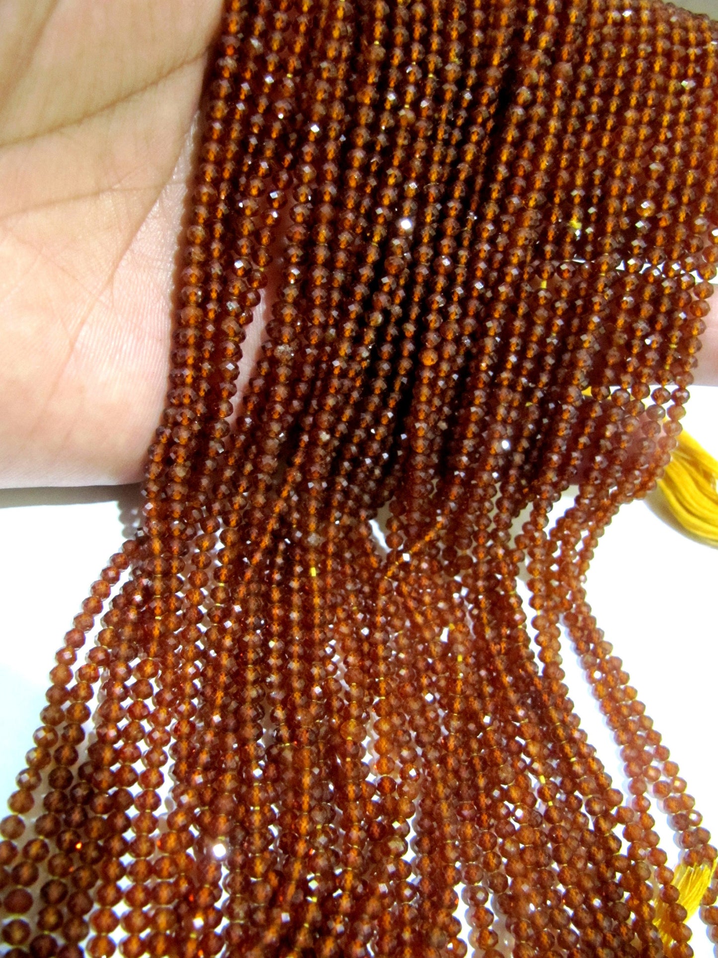 Natural Hessonite Garnet Rondelle Faceted 3mm Beads Orange Color Jewelry Making Beads Strand 13 Inches Long Sold Per Strand