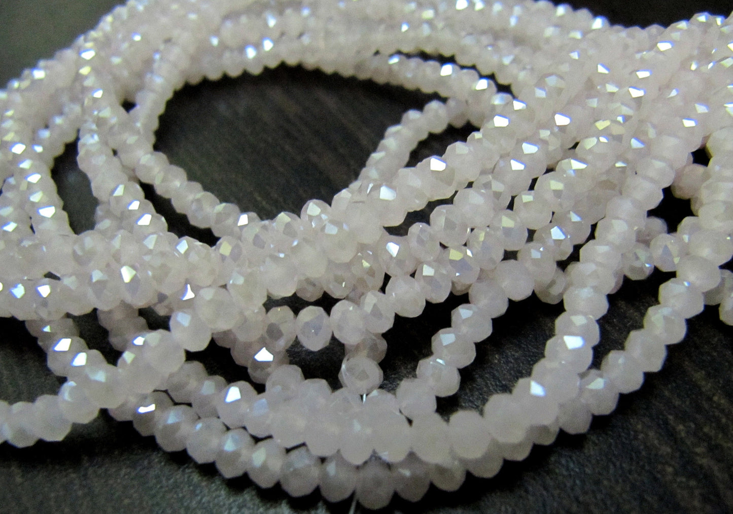 White Chalcedony Hydro Quartz AB Coated Rondelle Faceted 2.5-3mm Beads Strand 16 inches long Approx 200 Beads per Strand